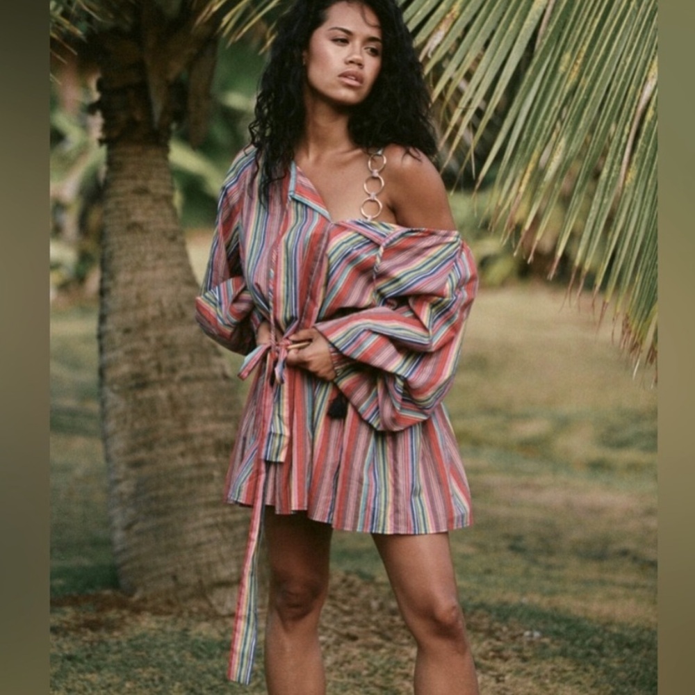 Charlie Holiday Mariana Rainbow Colorful Stripe Boho Mini Dress Size 4